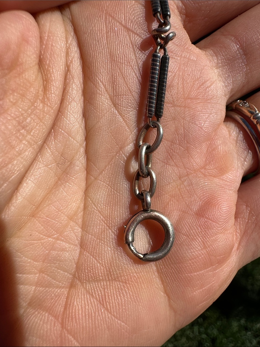 Antique Silver Niello Bar Link Watch Chain/Watchchain - 17.25” - Picture 4 of 10